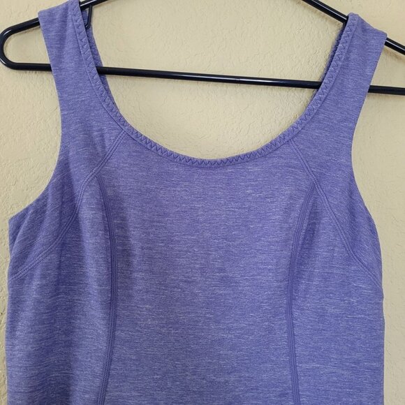 Lululemon Run Free Luon Purple Tank Size 6 Zip Pocket Ruffle Yoga Workout - Picture 2 of 5